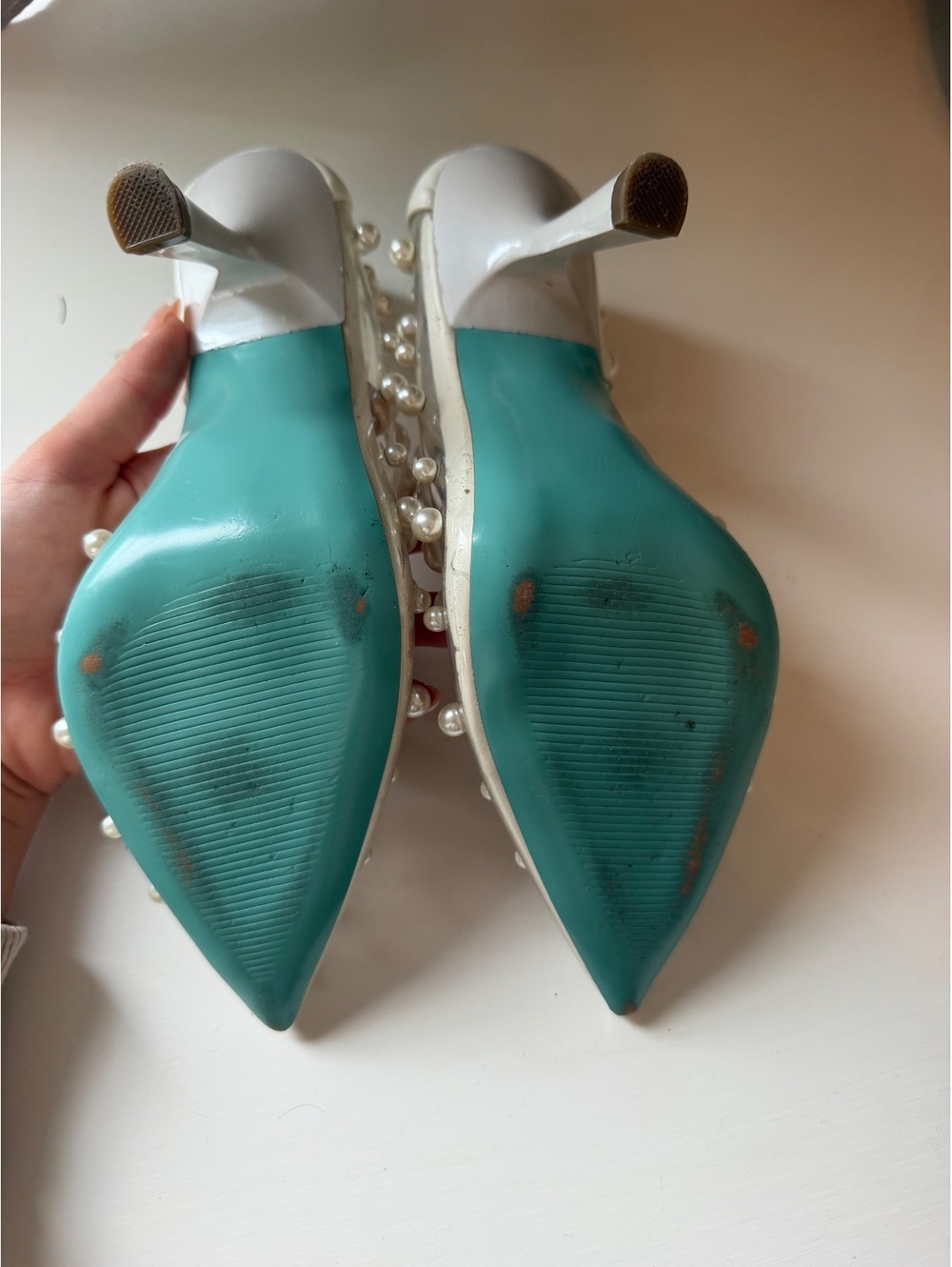 Betsey Johnson Halo Clear Pearl Heel - Picture 6 of 7